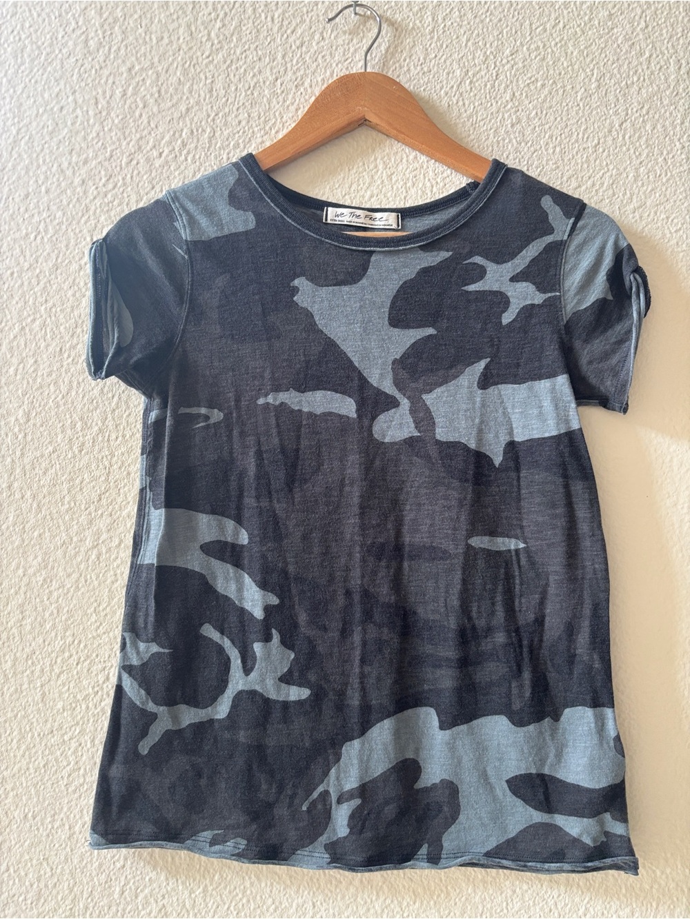 We The Free Free People Black Camo Tee